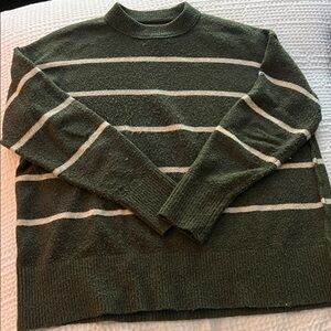 Aerie Women's Olive Striped Crewneck Sweater, XXS